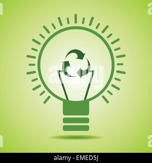Green recycle icon make filament of an eco bulb stock vector Stock Vector