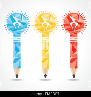 p 850Abstract triangle pencil bulb vector illustration Stock Vector