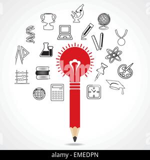 set of educational icon around pencil bulb-vector illustration Stock Vector