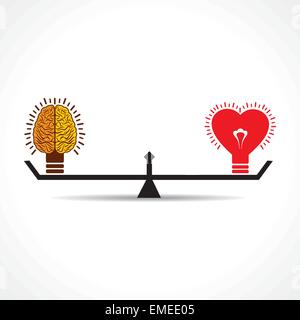Addition of heart and brain create new idea stock vector Stock Vector