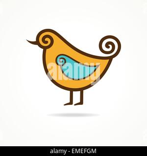 Pretty funny vector yellow bird on the white background stock vector Stock Vector