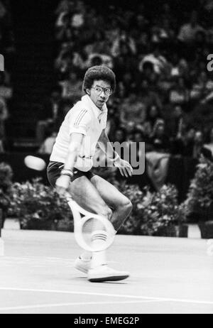 Arthur Ashe competing at the 1979 US Pro Indoor Tennis Championship Stock Photo