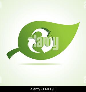 Recycle icon at leaf stock vector Stock Vector