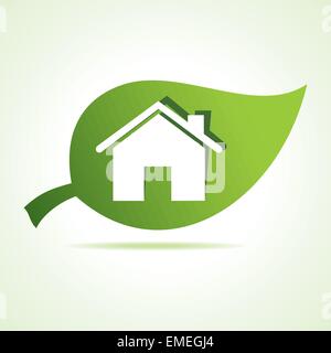 Home icon at leaf stock vector Stock Vector