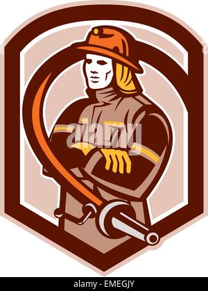 Fireman Firefighter Folding Arms Shield Retro Stock Vector Image & Art ...