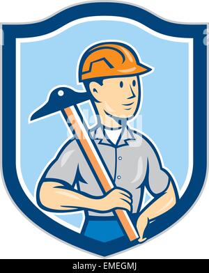 Engineer Architect T-Square Shield Cartoon Stock Vector