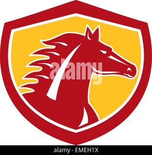 Horse Head Angry Shield Retro Stock Vector