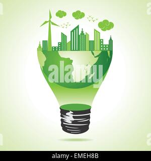 Eco earth concept with green cityscape Stock Vector