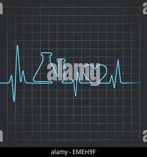 Heartbeat make testtube and heart symbol Stock Vector