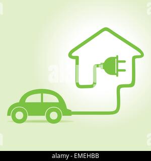 Eco car make a home icon Stock Vector