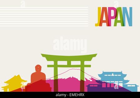 Travel Japan destination landmarks skyline background Stock Vector