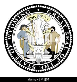 The Great Seal of the State of Wyoming over a white background Stock Vector