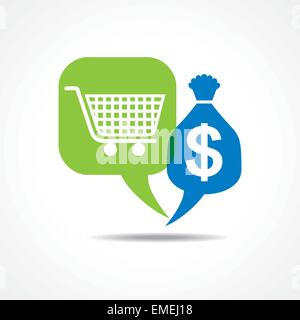 Shopping cart and dollar symbol in message bubble stock vector Stock Vector