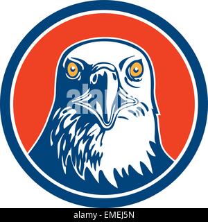 American Bald Eagle Head Circle Retro Stock Vector