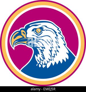 American Bald Eagle Head Side Circle Retro Stock Vector