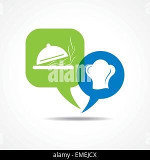 Platter and chef hat in message bubble stock vector Stock Vector
