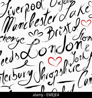 Travel England destination seamless pattern background Stock Vector
