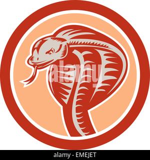 Cobra Viper Snake Head Circle Retro Stock Vector