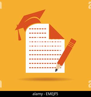 Education icon with graduation cap ,note and pencil stock vector Stock Vector