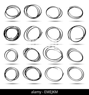 set of hand-drawn circles Stock Vector