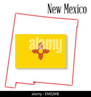 New Mexico State Map and Flag Stock Vector