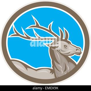 Deer Stag Buck Head Circle Retro Stock Vector