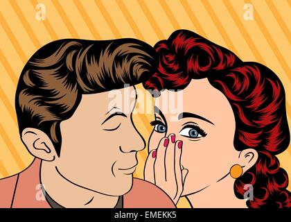 Man and woman love couple in pop art comic style Stock Vector