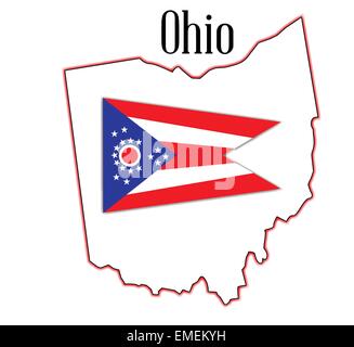 Ohio State Map and Flag Stock Vector