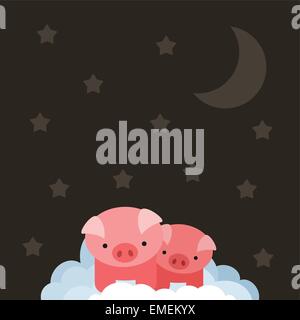 Pig on cloud Stock Vector