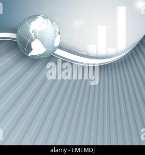 vector background with globe and bar graphs Stock Vector