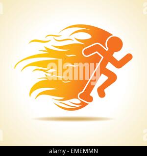 Running man icon with fire stock vector Stock Vector