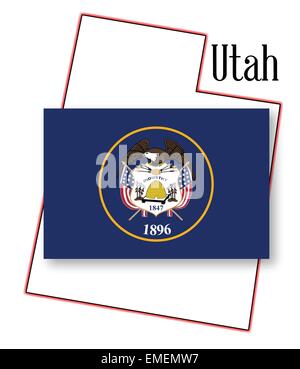 Map of Utah is a state USA with flag. Vector Illustration Stock Vector ...