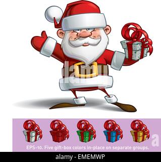 Happy Santa - Salute with a Gifts Stock Vector