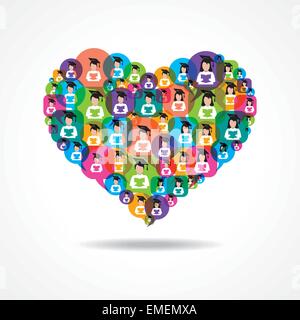 Group of male and female icons make a heart stock vector Stock Vector
