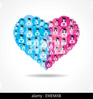 Group of male and female icons make a heart stock vector Stock Vector