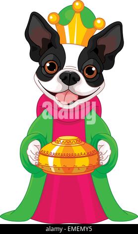 The Boston terrier as a Biblical Magi Stock Vector