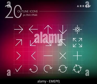 Outline style arrows icons set Stock Vector