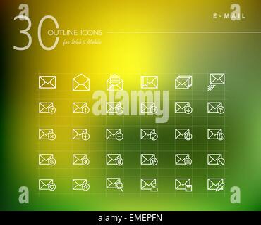 Emailing status outline icons set Stock Vector