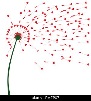 Dandelion Heart Seeds Stock Vector