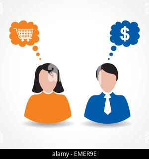 Male and female thinks about shopping and money stock vector Stock Vector