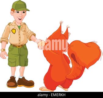Ranger with squirrel Stock Vector