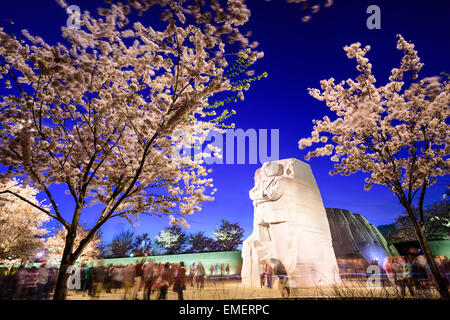 Crowds gather under the Martin Luther King, Jr. Memorial in West Potomac Park in Washington DC. Stock Photo