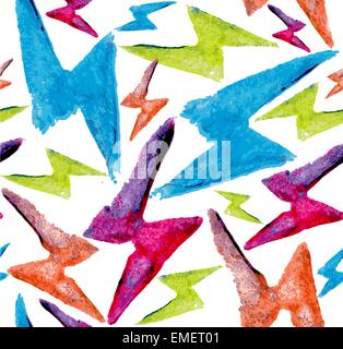Watercolor lightning bolt seamless pattern Stock Vector