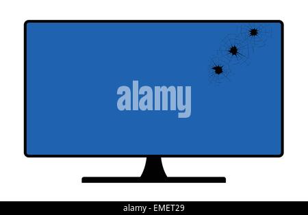 Computer Screen Bullet Holes Stock Vector