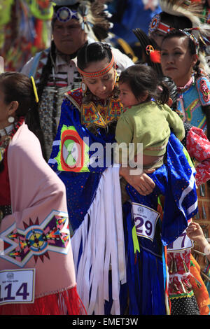 Grand entry of Tohono O'odham Nation annual Wa:k Pow wow at San Xavier del Bac Mission, Tucson, Arizona, USA Stock Photo