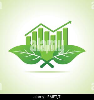Ecology Concept - business graph with leaf stock vector Stock Vector