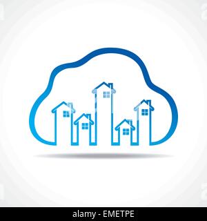 Group of up homes in the cloud stock vector Stock Vector