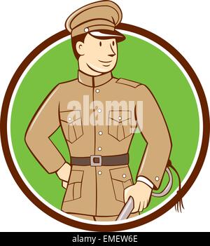 World War One British Officer Circle Cartoon Stock Vector