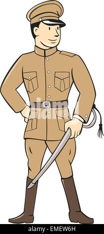 World War One British Officer Standing Cartoon Stock Vector