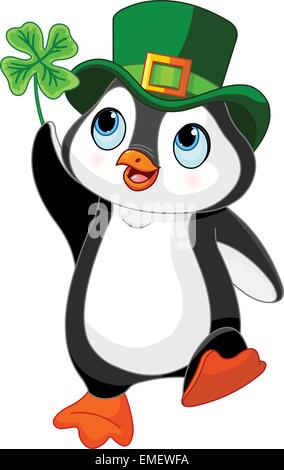 Penguin celebrates Saint Patrick Day Stock Vector